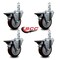 Service Caster 4'' Maroon Poly Wheel Swivel 7/8'' Square Stem Caster Set with Brake, 4PK SCC-SQ20S414-PPUB-MRN-PLB-78-4 - alternate 3